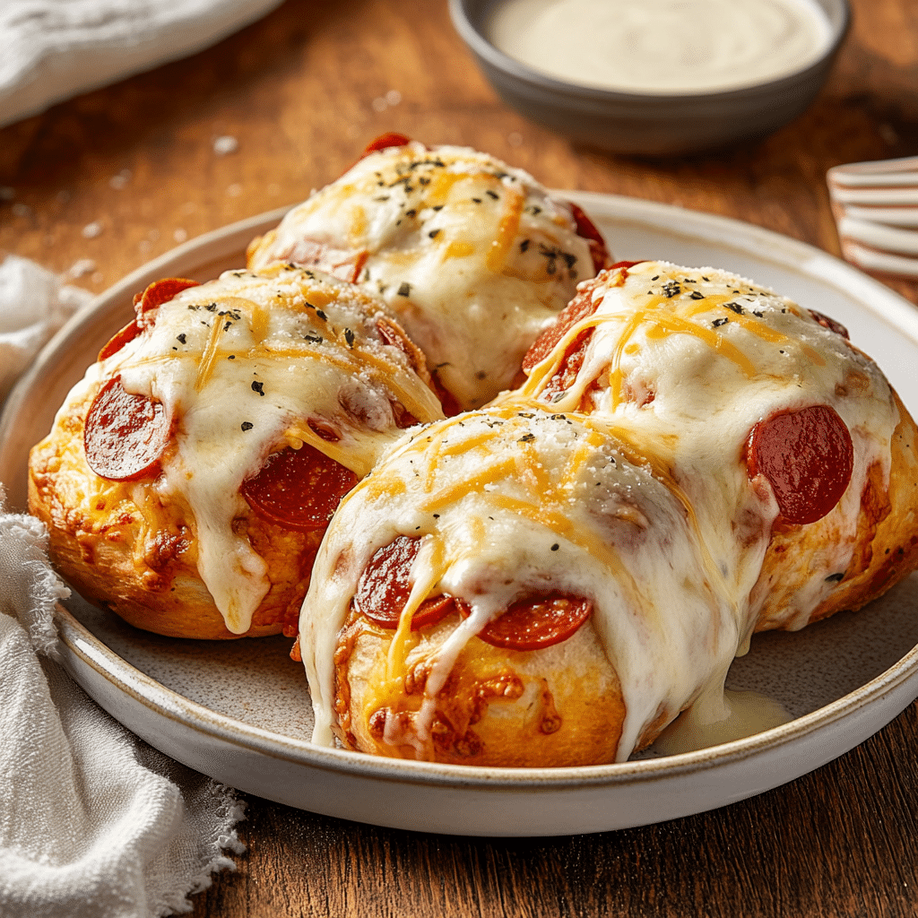 Double Stuffed Pizza Bombs with Pepperoni and Cheese Sauce — refined comfort food photo