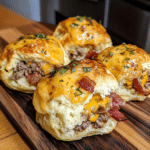 How to make Garlic Butter Bacon Cheeseburger Stuffed Biscuit Bombs — key cooking step