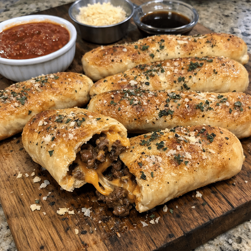 Garlic Butter Cheeseburger Stuffed Breadsticks — restaurant-quality recipe photo