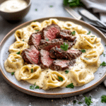 How to make Garlic Steak Tortellini — cooking process step
