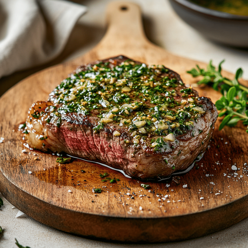 Herb-Crusted Garlic Butter Steak — refined comfort food photo