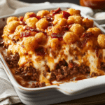 How to make Hot Honey Bacon Ranch Burger Tater Tot Crunch Bake — cooking process step