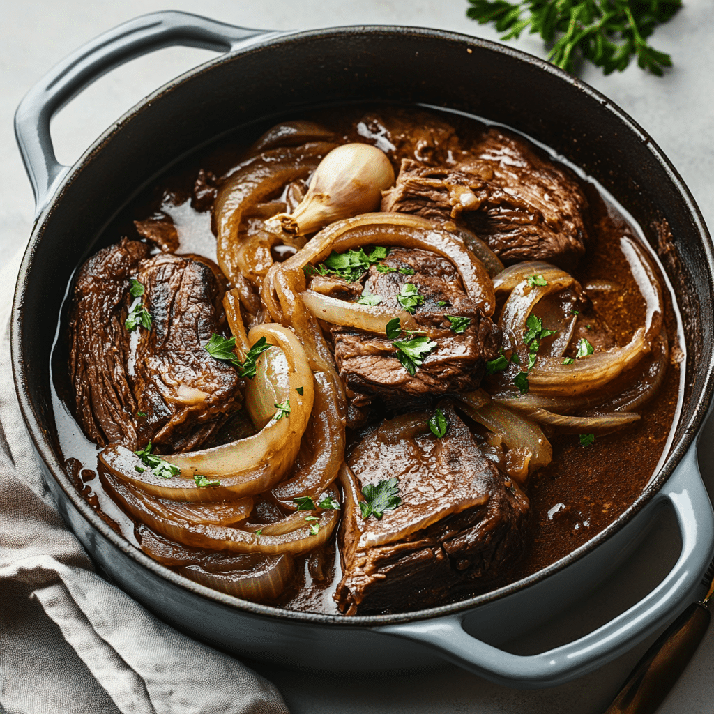 Juicy French Onion Pot Roast — refined comfort food photo