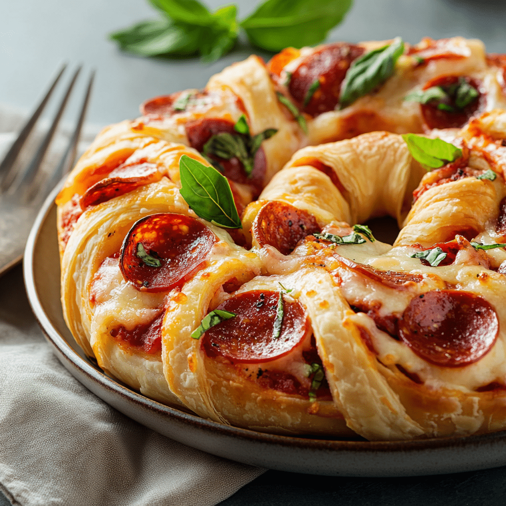 Jumbo Pepperoni-Stuffed Pizza Spiral — refined comfort food photo