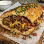How to make Loaded Bacon Cheddar Cheeseburger Stuffed Garlic Bread — key cooking step