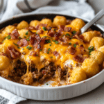 How to make Loaded Bacon Cheeseburger Tater Tot Skillet Bake — cooking process step