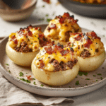 How to make Loaded Bacon Mac Cheeseburger Stuffed Onion Bombs — cooking process step
