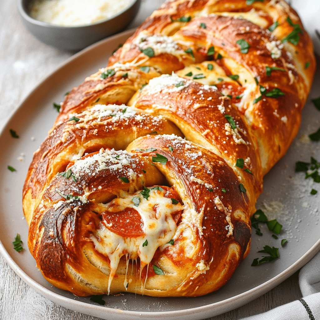 Massive Stuffed Pizza Pretzel Braid — refined comfort food photo