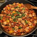 How to make Sizzling One-pan Chicken and Bacon Fiesta — key cooking step