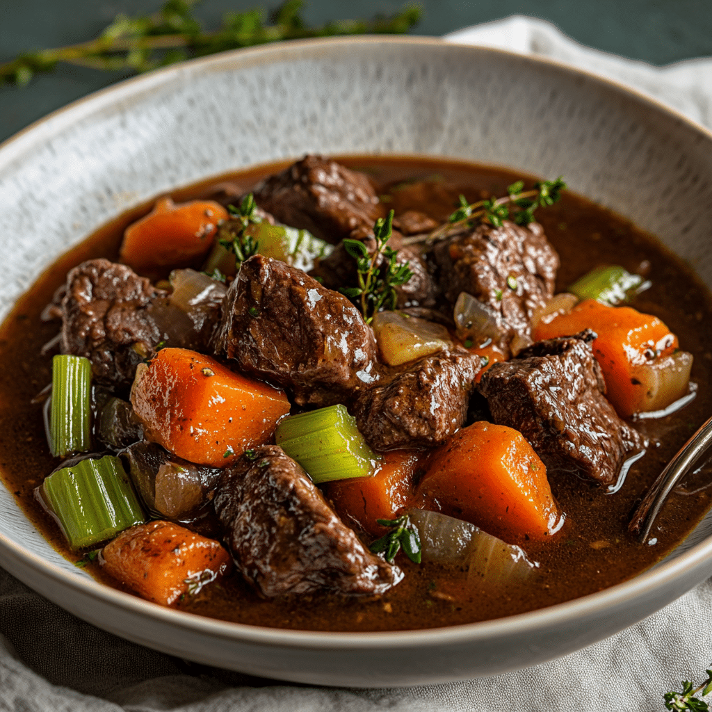 Slow Cooker Whiskey Maple Beef Stew — refined comfort food photo