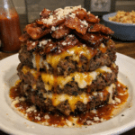 How to make Smoked Bacon Loaded Triple Cheese Meatloaf Stack — key cooking step