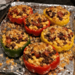 How to make Smoked Bacon Mac Cheeseburger Stuffed Pepper Bombs — key cooking step