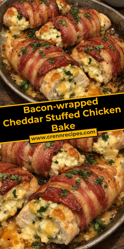 Bacon-wrapped Cheddar Stuffed Chicken Bake