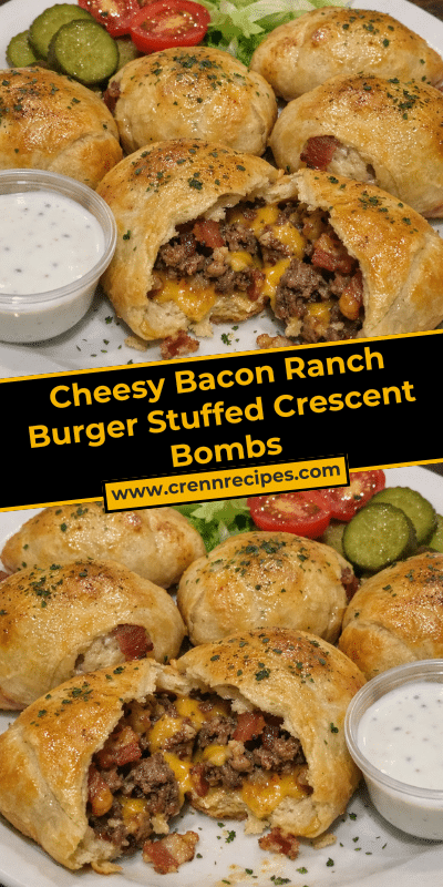 Cheesy Bacon Ranch Burger Stuffed Crescent Bombs