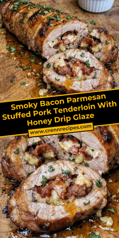 Smoky Bacon Parmesan Stuffed Pork Tenderloin With Honey Drip Glaze