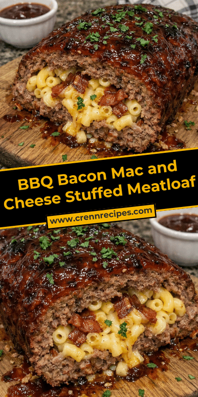 BBQ Bacon Mac and Cheese Stuffed Meatloaf