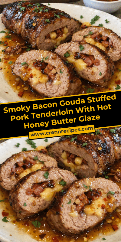 Smoky Bacon Gouda Stuffed Pork Tenderloin With Hot Honey Butter Glaze