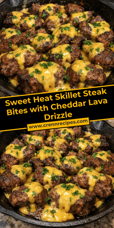 Sweet Heat Skillet Steak Bites with Cheddar Lava Drizzle