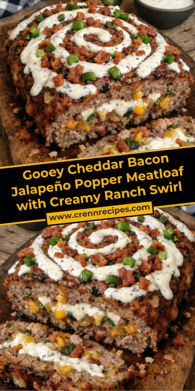 Gooey Cheddar Bacon Jalapeño Popper Meatloaf with Creamy Ranch Swirl