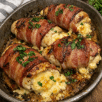 How to make Bacon-wrapped Cheddar Stuffed Chicken Bake — key cooking step