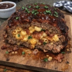 How to make BBQ Bacon Mac and Cheese Stuffed Meatloaf — key cooking step