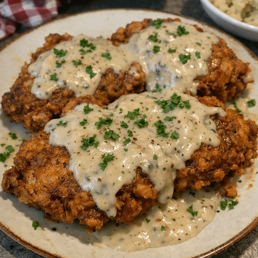 Cajun Fried Chicken with Buttery Cream Pepper Gravy — restaurant-quality recipe photo