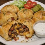How to make Cheesy Bacon Ranch Burger Stuffed Crescent Bombs — key cooking step