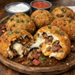 How to make Cheesy Bacon Ranch Cheeseburger Stuffed Mozzarella Bombs — key cooking step