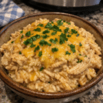 How to make Crockpot Cheesy Chicken and Rice — key cooking step
