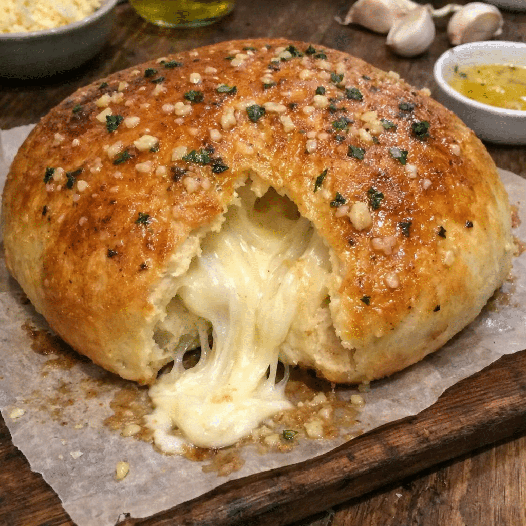 Giant Cheese-Stuffed Garlic Butter Pizza Dough Bomb — restaurant-quality recipe photo