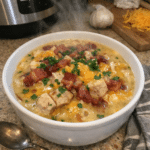 How to make Savory Bacon Cheddar Chicken Stew in the Instant Pot — key cooking step