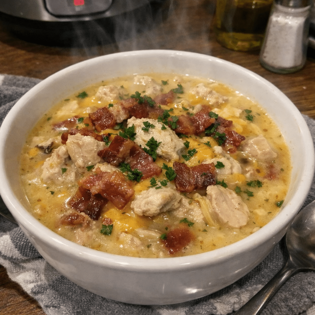 Savory Bacon Cheddar Chicken Stew in the Instant Pot — restaurant-quality recipe photo