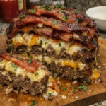 How to make Smoked Bacon Triple-Cheese Stack Meatloaf — key cooking step