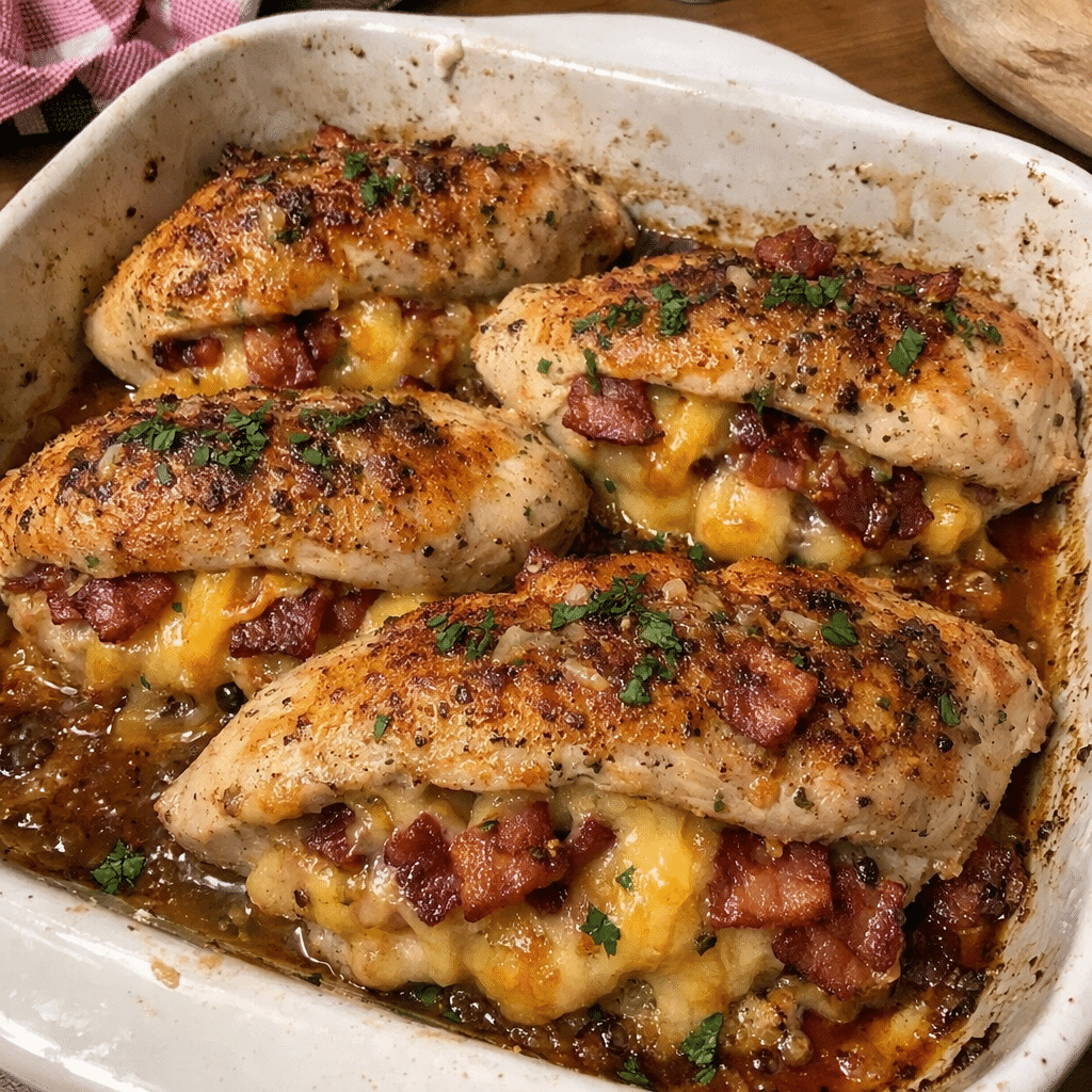 Smoky Bacon and Cheddar Stuffed Chicken Bake — restaurant-quality recipe photo