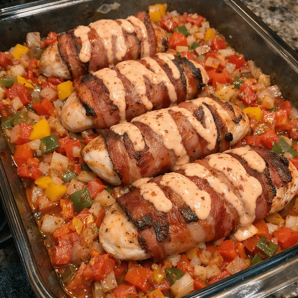 Spicy Bacon-wrapped Chicken Fiesta Bake — restaurant-quality recipe photo