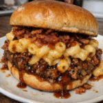 How to make Sticky BBQ Bacon Mac Cheeseburger Sloppy Joe Melt — key cooking step