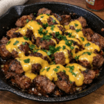 How to make Sweet Heat Skillet Steak Bites with Cheddar Lava Drizzle — key cooking step