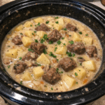 How to make Crockpot Creamy Beef Potato Stew — key cooking step