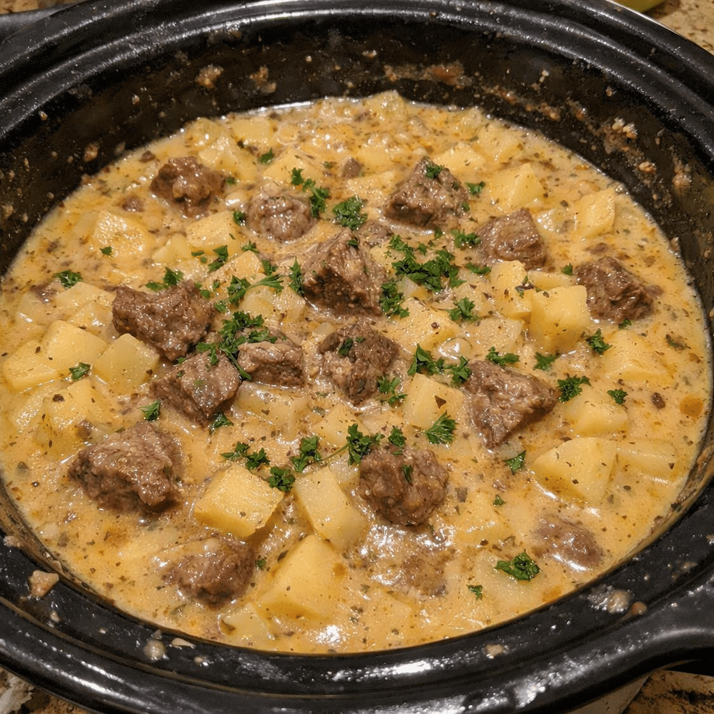 Crockpot Creamy Beef Potato Stew — restaurant-quality recipe photo